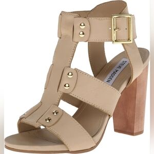 Steve Madden Nevile Bone Caged Block Heel Sandals Women's Size 7